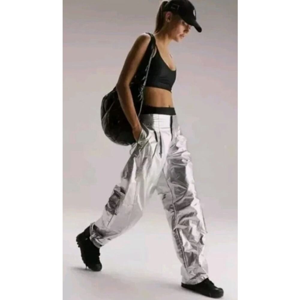 FP Movement by Free People Shiny Silver Joggers